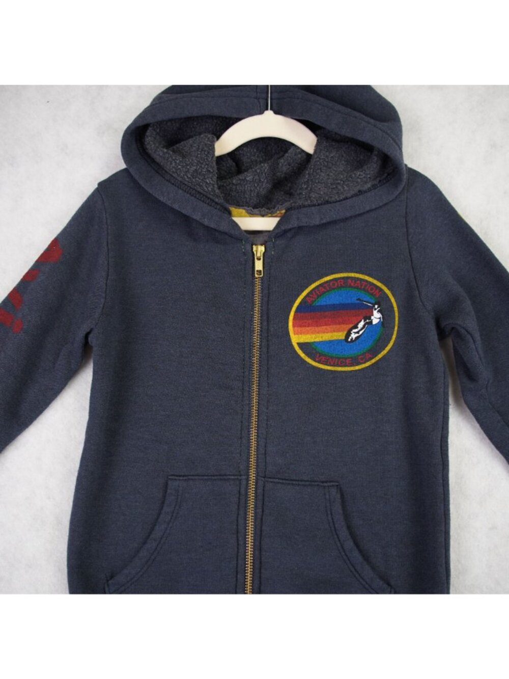 Aviator Nation Kids Venice Rainbow Full Zip Hoodie Boys Size 6 Cotton Blend USA - Picture 3 of 16